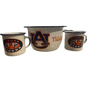 Auburn Tigers campfire metal cups x2 with bowl